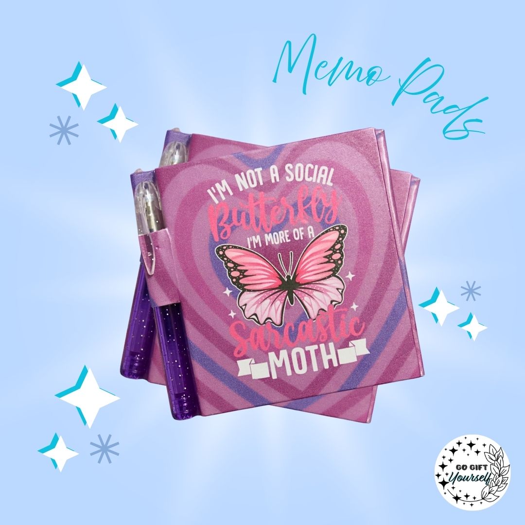 📓 Social Butterfly, Sarcastic Moth | Memo Pad Set 🌟