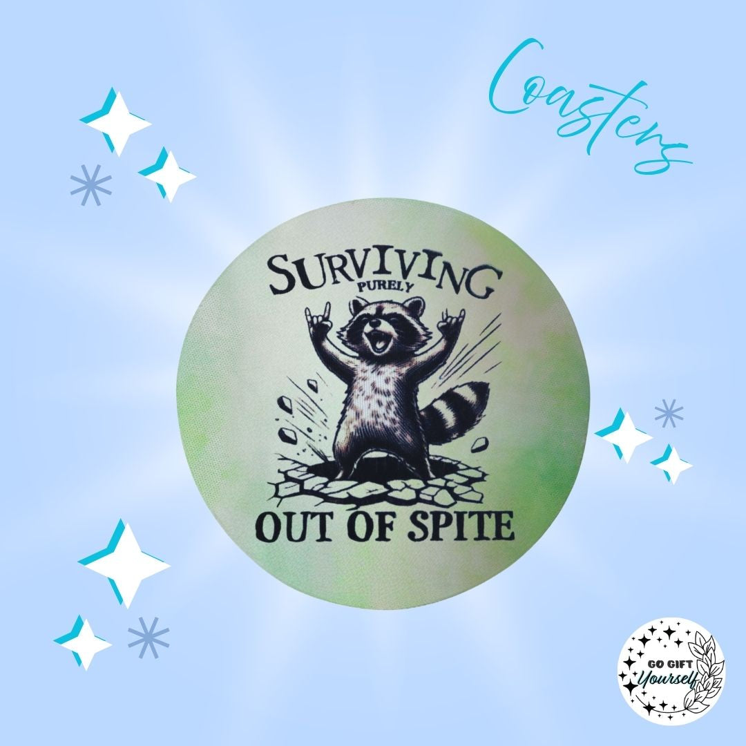 ✨ Surviving purely out of Spite Coaster | Drinkware 🍺