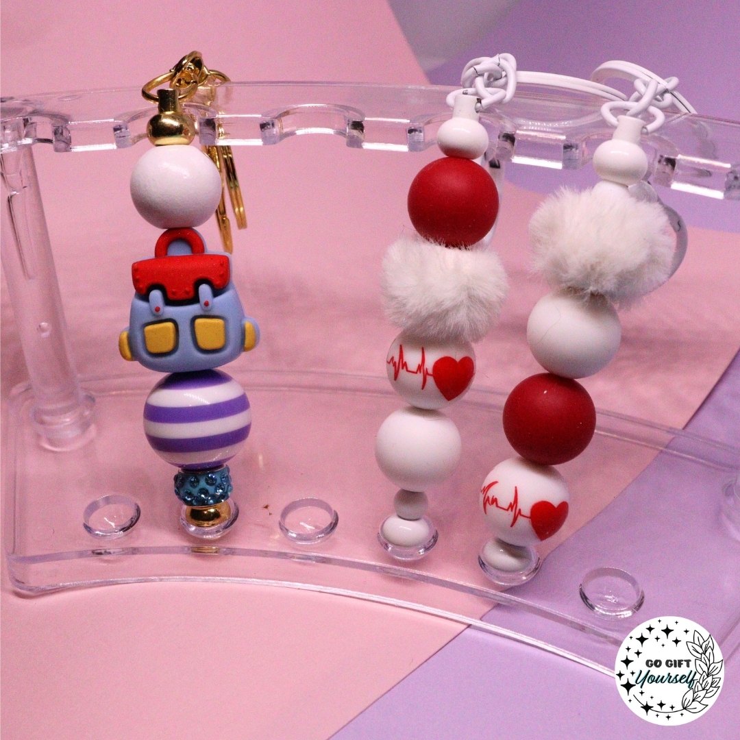 π Novelty Beaded Keyrings | Nurses, Teachers, Animals & More π