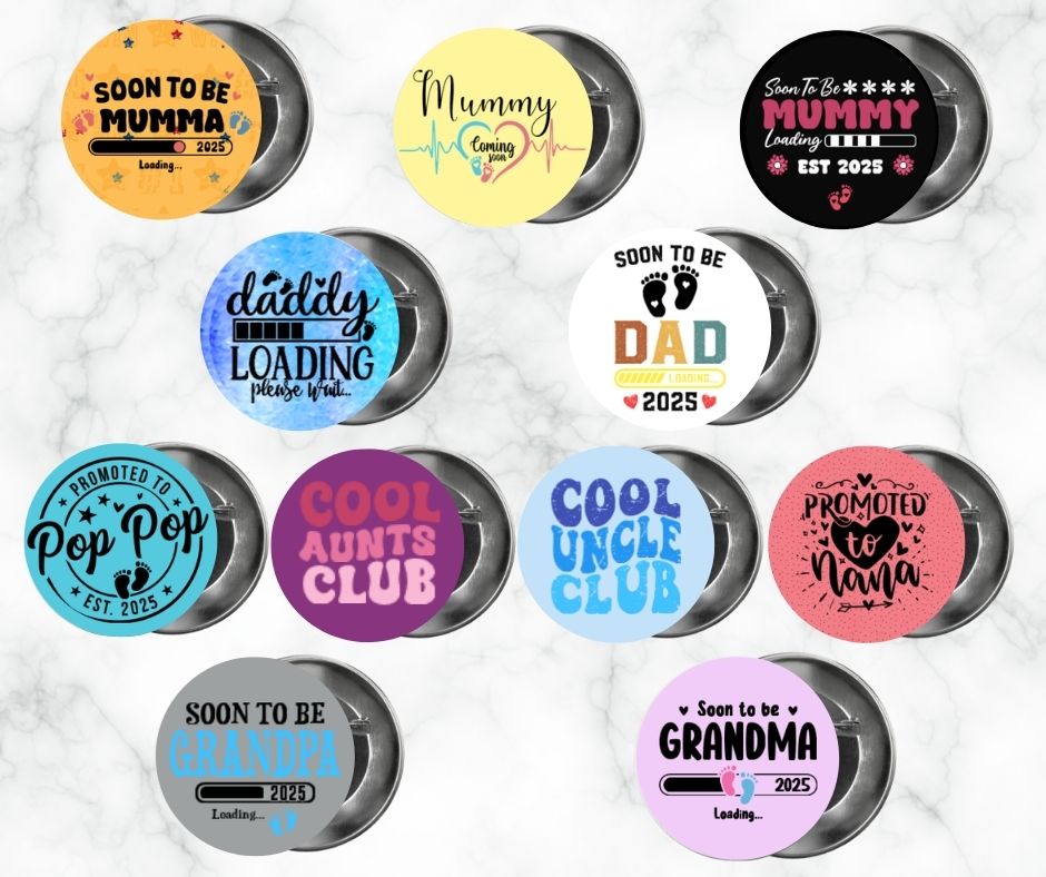 β¨ Novelty Badge Pins | Family Soon To Be π¨βπ©βπ§βπ¦