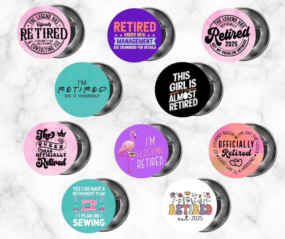 ✨ Novelty Badge Pins | Retirement 🧓
