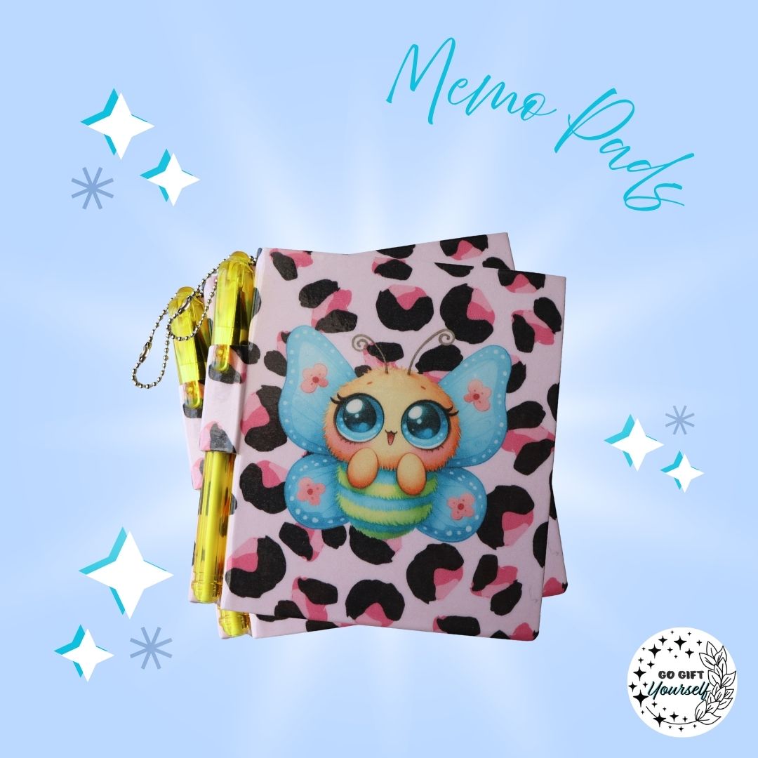 📓 Cute Pink and Blue Butterfly | Memo Pad Set 🌟