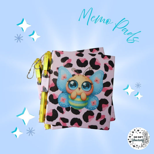 📓 Cute Pink and Blue Butterfly | Memo Pad Set 🌟