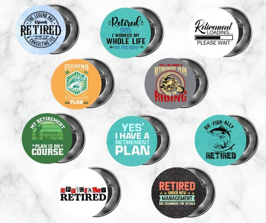 ✨ Novelty Badge Pins | Retirement 🧓