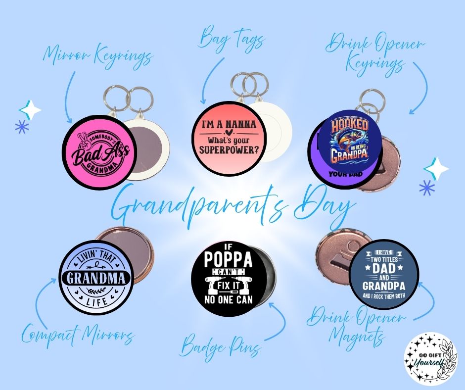 ✨ Grandparent's Day 👵👴  | Badge Pins, Keyrings & More ✨