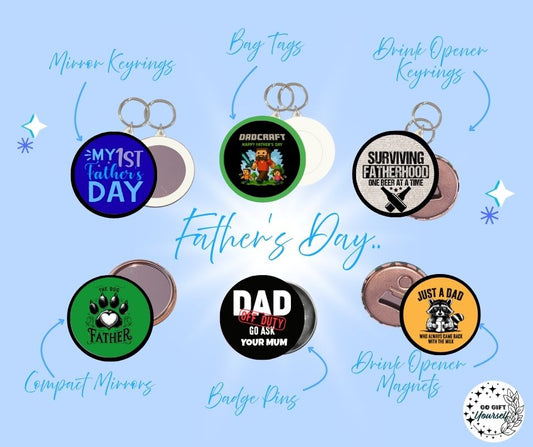 ✨Father's Day 🧔 | Badge Pins, Keyrings & More ✨