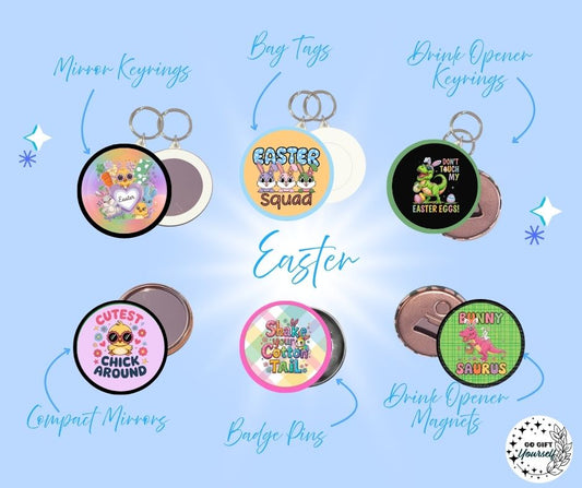 ✨ Easter 🐰 | Badge Pins, Keyrings & More ✨
