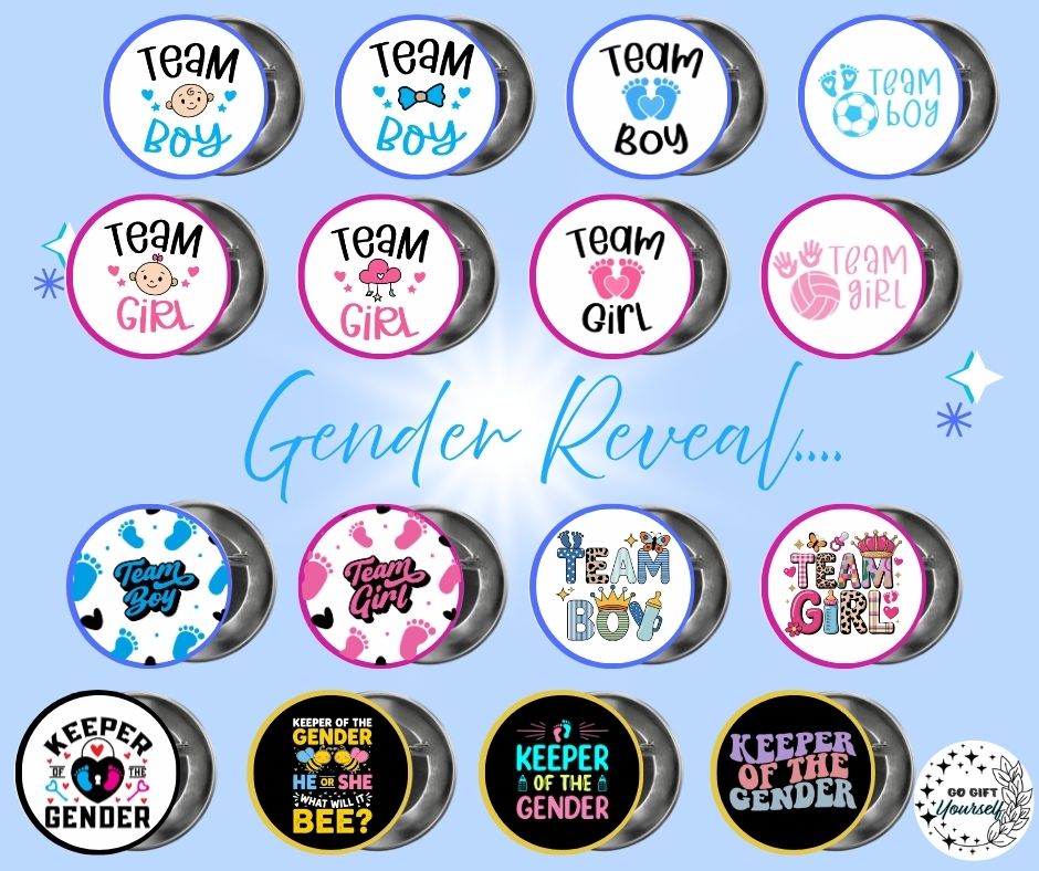 ✨ Gender Reveal 👶 | Badge Pins, Keyrings & More ✨