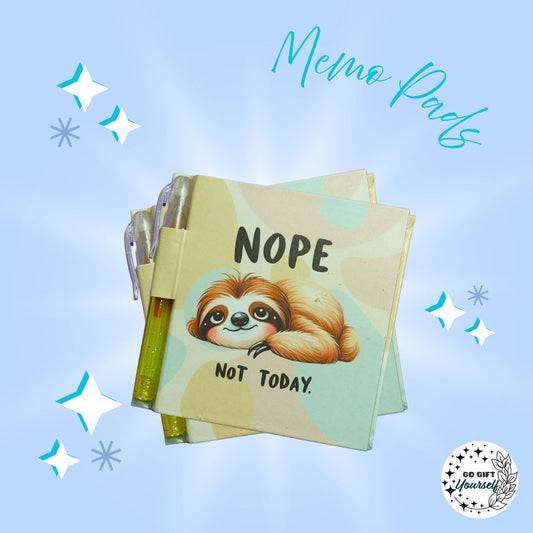 📓Nope Not Today - Sloth | Memo Pad Set 🌟