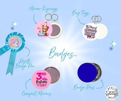 ✨ Birthday Badges 1 to 5 🎂 | Badge Pins, Keyrings & More ✨