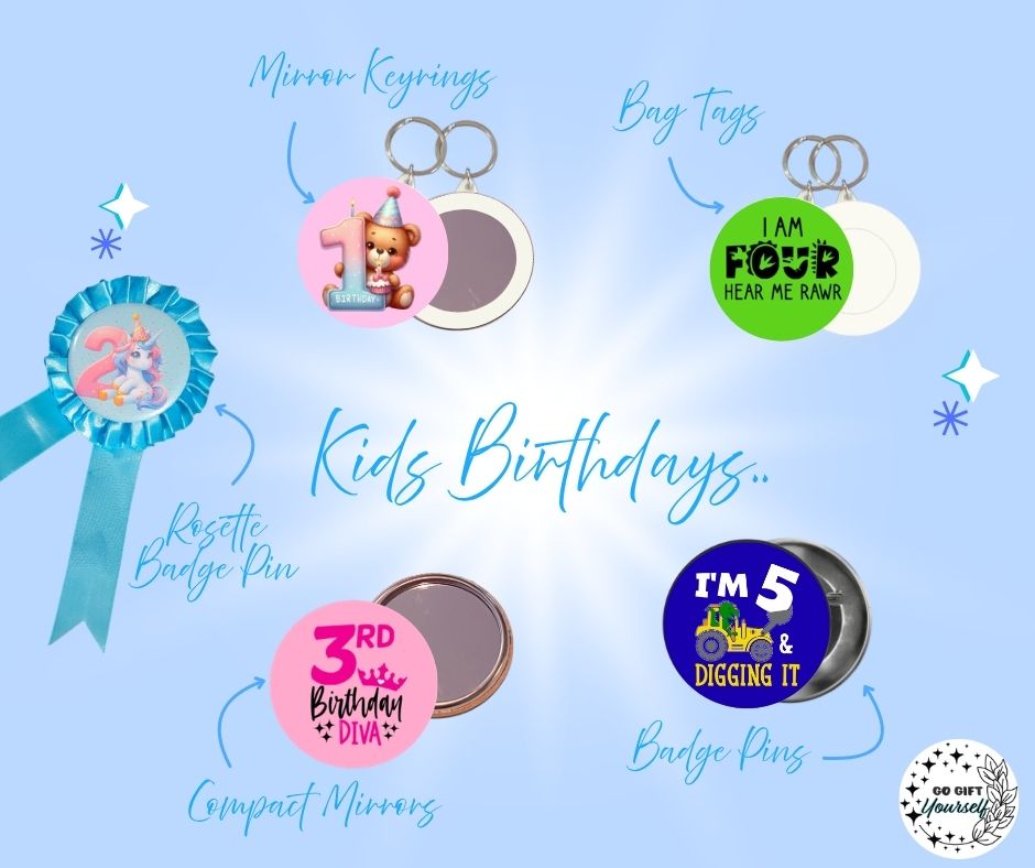 ✨ Birthday Badges 1 to 5 🎂 | Badge Pins, Keyrings & More ✨