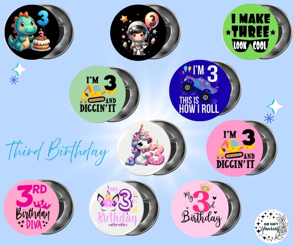 ✨ Birthday Badges 1 to 5 🎂 | Badge Pins, Keyrings & More ✨