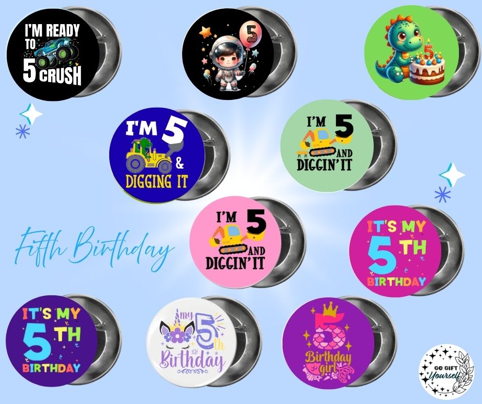 ✨ Birthday Badges 1 to 5 🎂 | Badge Pins, Keyrings & More ✨