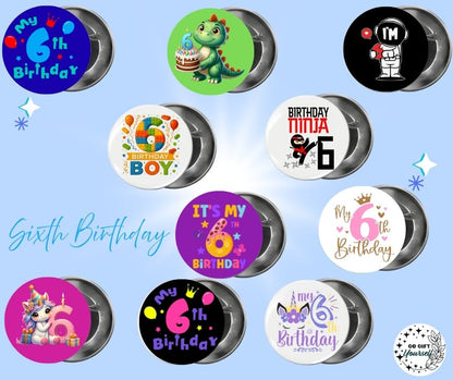 ✨ Birthday Badges 6 to 10 🎂 | Badge Pins, Keyrings & More ✨
