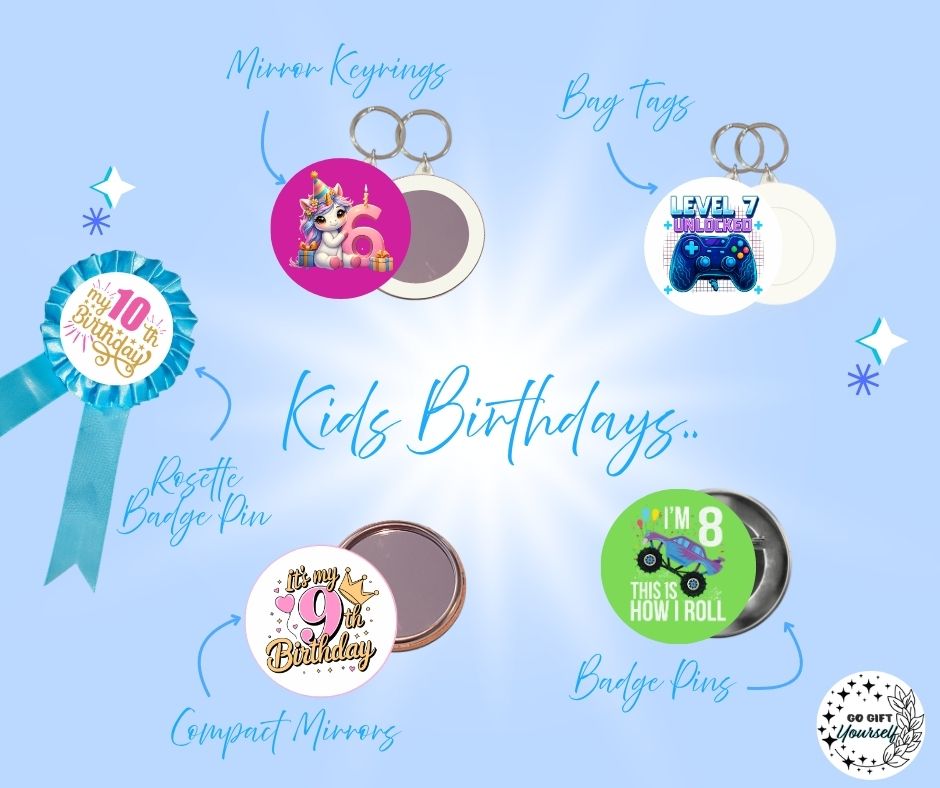 ✨ Birthday Badges 6 to 10 🎂 | Badge Pins, Keyrings & More ✨