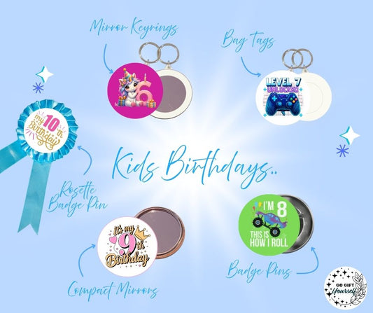 ✨ Birthday Badges 6 to 10 🎂 | Badge Pins, Keyrings & More ✨
