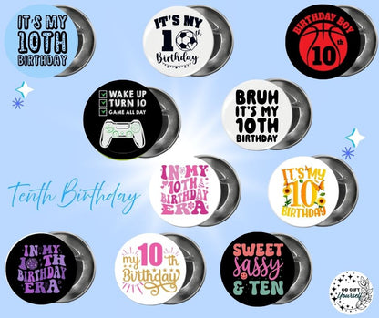 ✨ Birthday Badges 6 to 10 🎂 | Badge Pins, Keyrings & More ✨