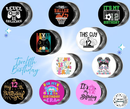 ✨ Birthday Badges Pre-teen and Teen 🎂 | Badge Pins, Keyrings & More ✨