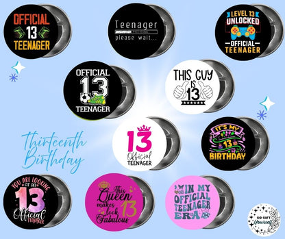 ✨ Birthday Badges Pre-teen and Teen 🎂 | Badge Pins, Keyrings & More ✨