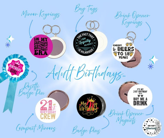 ✨18th and 21st Birthday Badges 🎂 | Badge Pins, Keyrings & More ✨