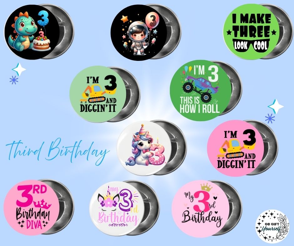 ✨ Birthday Badges 1 to 5 🎂 | Badge Pins, Keyrings & More ✨