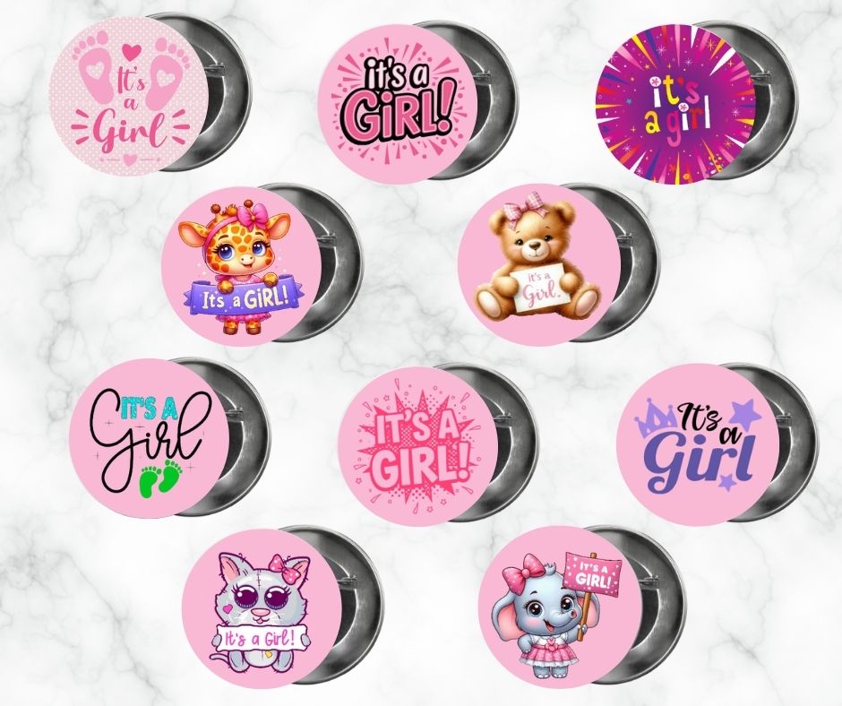 ✨ Novelty Badge Pins | Gender Reveal Edition 👶