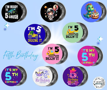 ✨ Birthday Badges 1 to 5 🎂 | Badge Pins, Keyrings & More ✨