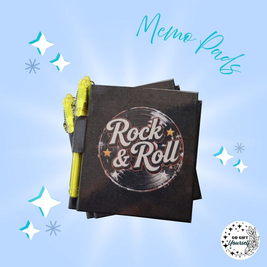 📓Rock N Roll Record Black | Memo Pad Set 🌟