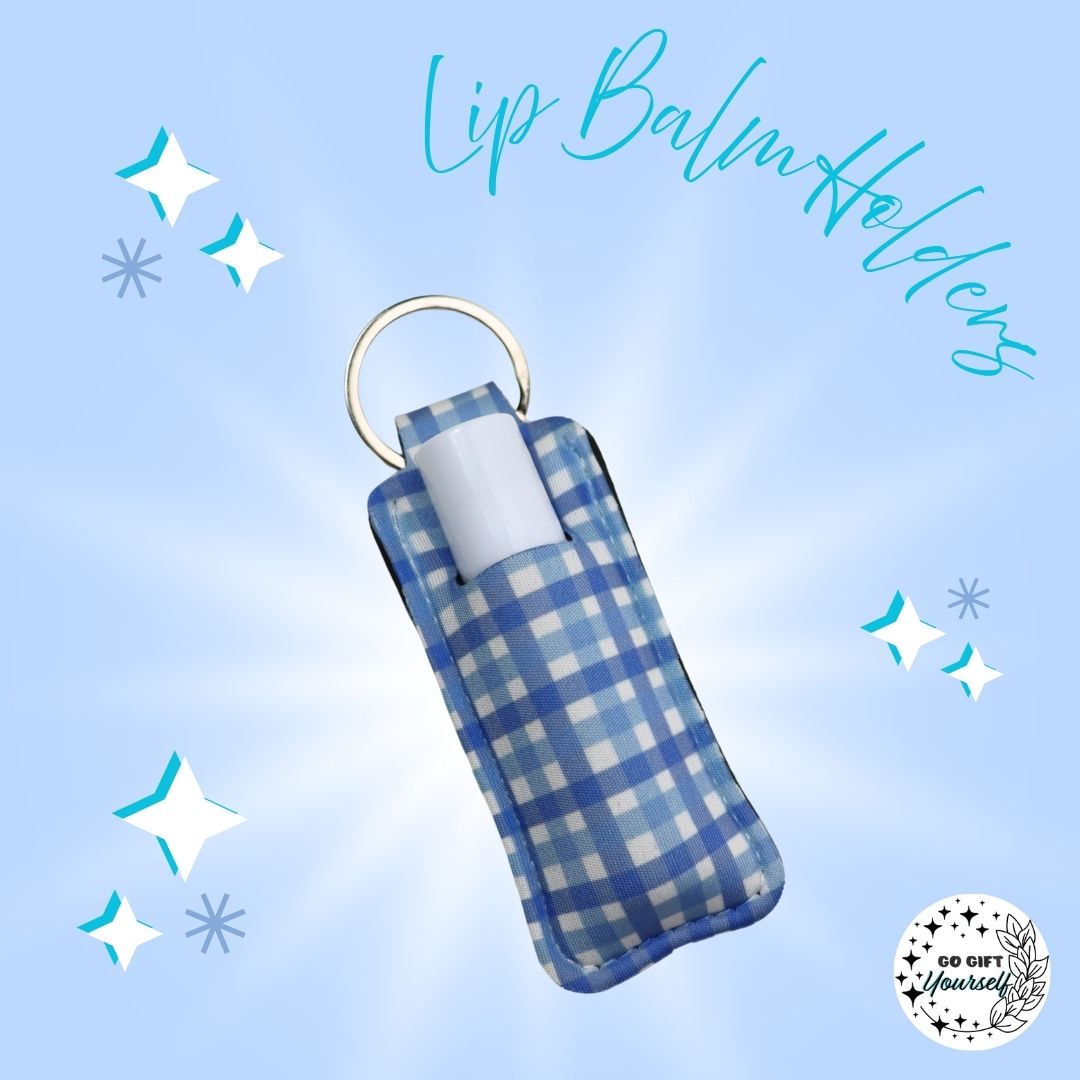 ✨ Blue Checker Lip Balm Holder | Keyrings 🔑