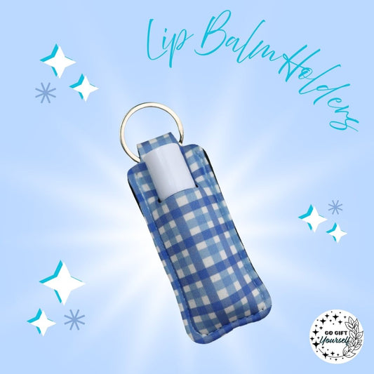 ✨ Blue Checker Lip Balm Holder | Keyrings 🔑