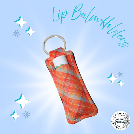 ✨ Orange Plaid Lip Balm Holder | Keyrings 🔑