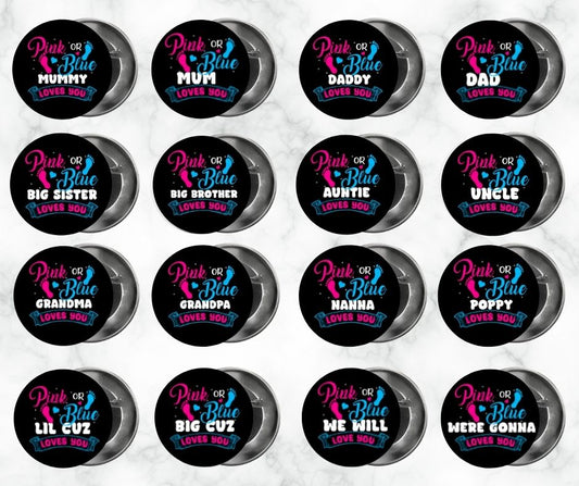 ✨ Novelty Badge Pins | Gender Reveal Party Sets 👶